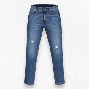 Lucky Brand Medium Wash High Waisted Distressed Drew Straight Mom Jeans Size 28